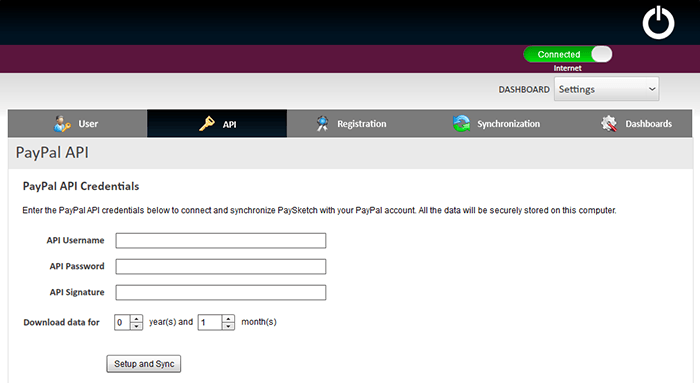 Paysketch enter Paypal Api Credentials