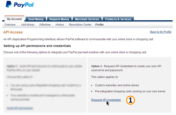 Request PayPal API Credentials