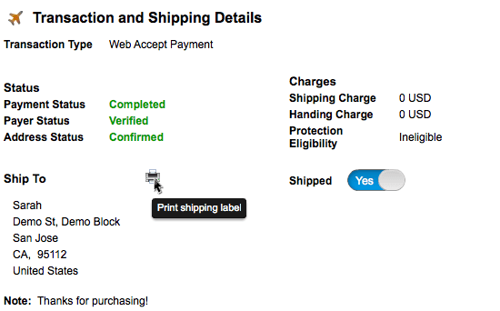 Transactions Dashboard Shipping