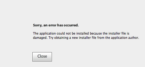 Installer file is damaged